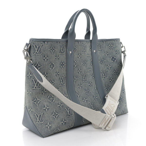 LOUIS VUITTON Monogram Washed Denim Tote Blue