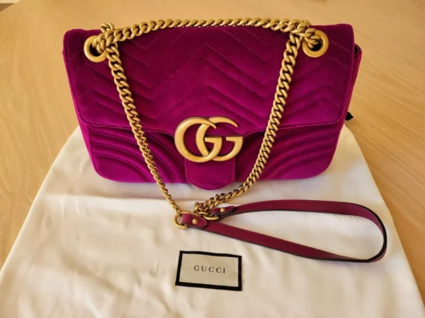 Jlo Gucci GG Petrol Pink Marmont Velvet Shoulder