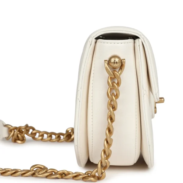 Chanel Mini Round Messenger Flap Bags White