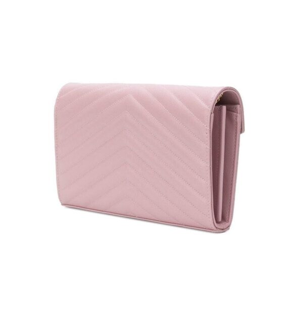 YSL Chain Wallet Envelope Medium Pink Leather Shoulder Bag